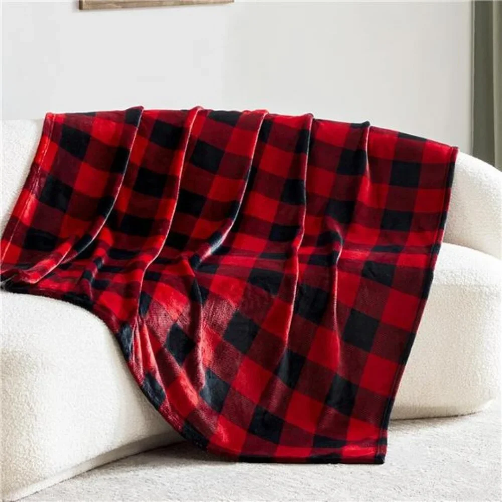 Fleece Throw Blankets, Buffalo Plaid Throw Blanket for Couch Sofa Bed, Soft Warm